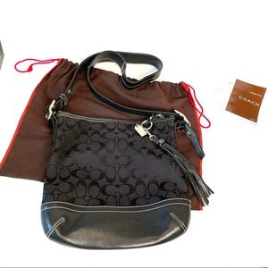 Coach Black Signature Canvas Leather Crossbody Bag